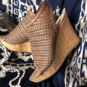 Cork Wedge Sandals- Boho/Western , Tan 9